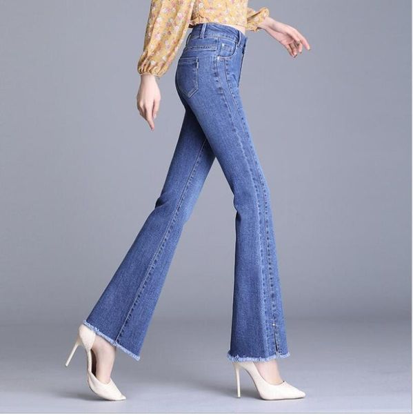 women bootcut jeans 2020 spring slim wide leg ladies cotton denim trousers elastic high waist pantalon jean pants, Blue
women bootcut jeans 2020 spring slim wide leg ladies cotton denim trousers elastic high waist pantalon jean pants, Blue