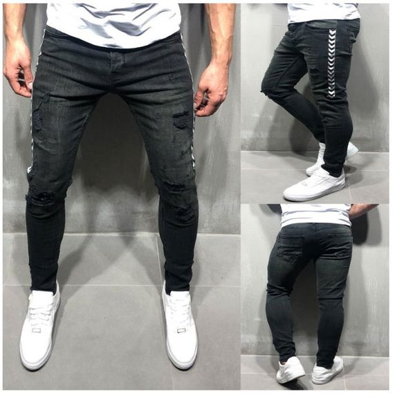 solid color mens designer jeans fashion hole ribbon panelled slim pencil pants street hip-hop mens trousers, Blue
solid color mens designer jeans fashion hole ribbon panelled slim pencil pants street hip-hop mens trousers, Blue