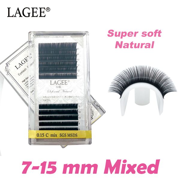 Lagee Individual Eyelashes 7-15 Mm Mix Fake Mink Eyelash Extension Glossy Black False Eyelashes Soft Make Up Tools