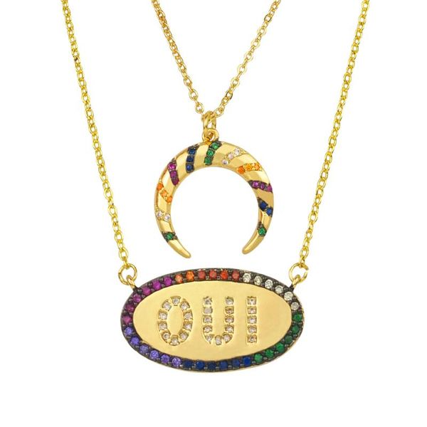 raibow crescent horn necklace for women statement jewelry gifts colorful cz stone oval oui letters necklaces collier de mode, Silver
raibow crescent horn necklace for women statement jewelry gifts colorful cz stone oval oui letters necklaces collier de mode, Silver