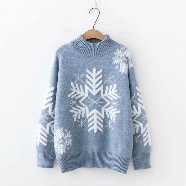 korean sweet snow jacquard knit loose round neck pullover sweater women 61732, White;black
korean sweet snow jacquard knit loose round neck pullover sweater women 61732, White;black