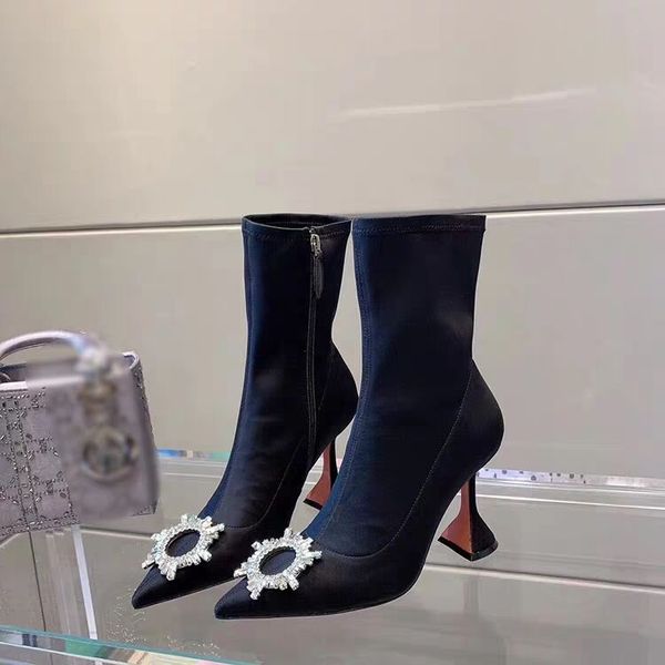 slim stretch mid-calf boots 2020 new stretch sock boots pointed toe crystal high heels party women bota feminina, Black
slim stretch mid-calf boots 2020 new stretch sock boots pointed toe crystal high heels party women bota feminina, Black