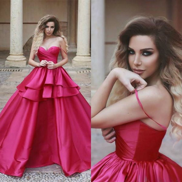 2019 spaghetti straps prom dresses a line floor length fuchsia tiered ruffles evening party gowns custom made pleats pageant dresses, Black
2019 spaghetti straps prom dresses a line floor length fuchsia tiered ruffles evening party gowns custom made pleats pageant dresses, Black