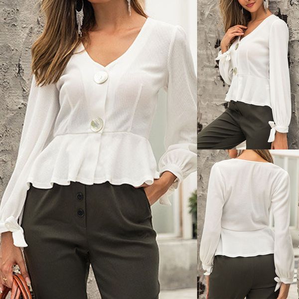 women casual v-neck solid ruffles button lantern sleeve blouse ladies blusas shirt white blouses slim fit sh
women casual v-neck solid ruffles button lantern sleeve blouse ladies blusas shirt white blouses slim fit sh