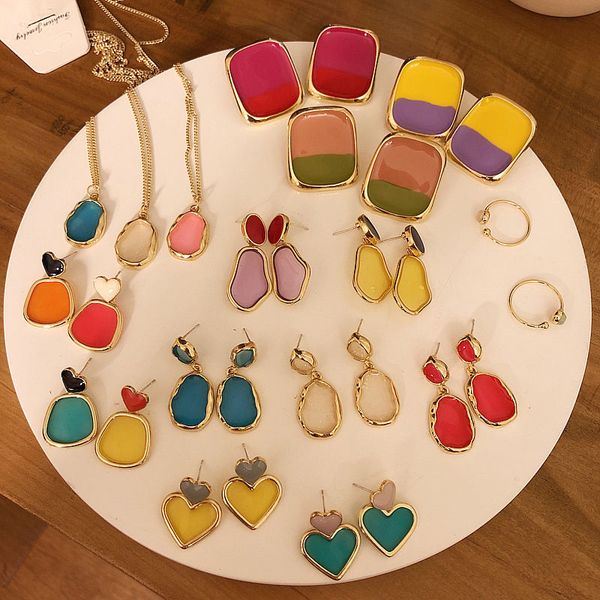 mengjiqiao 2019 new colorful summer style geometric heart drop earrings for women sweet necklace fashion rings jewelry sets, Silver
mengjiqiao 2019 new colorful summer style geometric heart drop earrings for women sweet necklace fashion rings jewelry sets, Silver