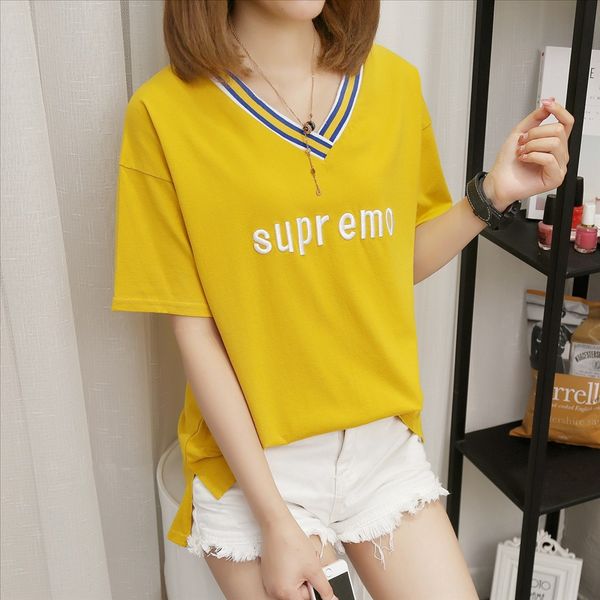 2019v collar t-shirt women's short sleeve half sleeve personalized all-match harajuku hong kong style women, White
2019v collar t-shirt women's short sleeve half sleeve personalized all-match harajuku hong kong style women, White