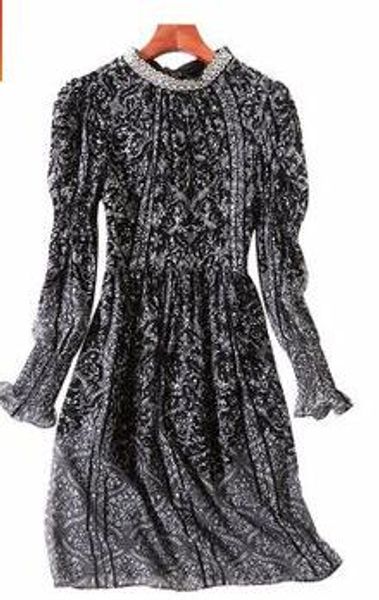 spring/summer 2019 new elegant print bubble sleeve flocking beaded dress beautiful good women clothing great, Black;gray
spring/summer 2019 new elegant print bubble sleeve flocking beaded dress beautiful good women clothing great, Black;gray