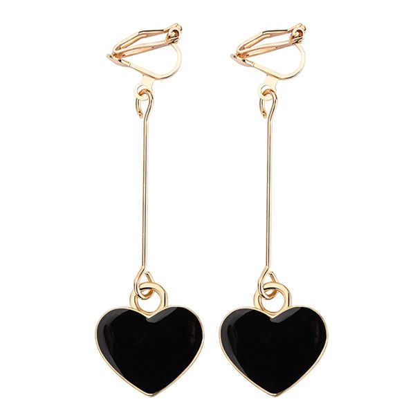 new fashion simple peach heart black and red enamel clip on earrings without piercing for girls cute ear clip, Silver
new fashion simple peach heart black and red enamel clip on earrings without piercing for girls cute ear clip, Silver