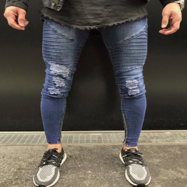 new 2019 men side ankle zipper ripped jeans elastic stretch fashion casual autumn winter skinny hole pencil, Blue
new 2019 men side ankle zipper ripped jeans elastic stretch fashion casual autumn winter skinny hole pencil, Blue