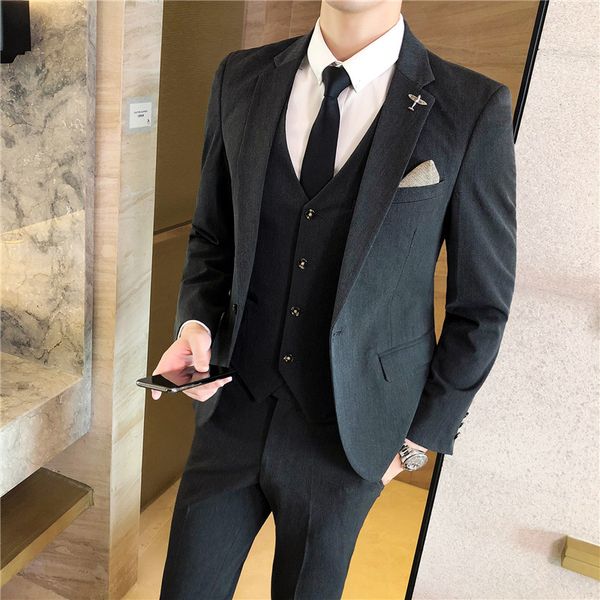 spring and autumn new men's man british classic slim suit three piece suit youth business leisure banquet, White;black
spring and autumn new men's man british classic slim suit three piece suit youth business leisure banquet, White;black