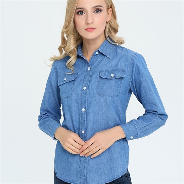 classic denim shirt women plus size 4xl casual slim long sleeve thin jean blouse female cotton pocket camisas mujer ds50598, White
classic denim shirt women plus size 4xl casual slim long sleeve thin jean blouse female cotton pocket camisas mujer ds50598, White