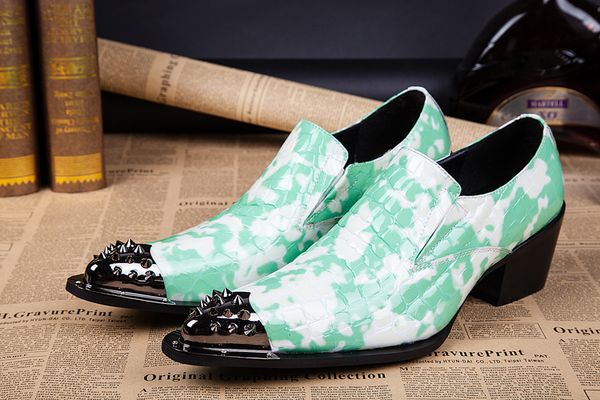 new green trend pointed iron head rivet men's leather shoes height increase casual men's shoes, Black
new green trend pointed iron head rivet men's leather shoes height increase casual men's shoes, Black
