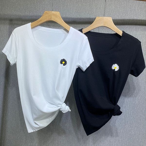 2020 white pure color embroidery daisy short-sleeved female round collar 2020 white pure color slim embroidery daisy short-sleeved t-shirt f
2020 white pure color embroidery daisy short-sleeved female round collar 2020 white pure color slim embroidery daisy short-sleeved t-shirt f