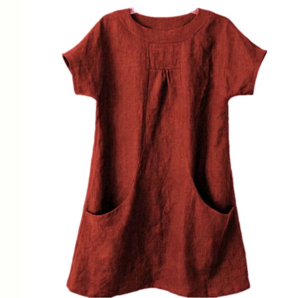 2019 european and american summer new round neck featuring large pocket cotton and linen short-sleeved loose top, White
2019 european and american summer new round neck featuring large pocket cotton and linen short-sleeved loose top, White
