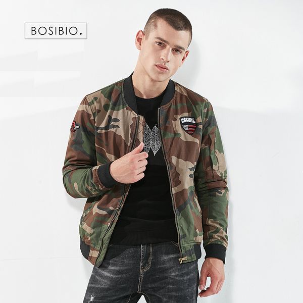 bosibio jacket men 2019 army style tactical jacket male camouflage bomber stand collar brand clothing 272, Black;brown
bosibio jacket men 2019 army style tactical jacket male camouflage bomber stand collar brand clothing 272, Black;brown