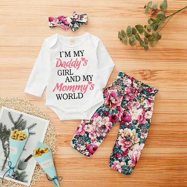 3pcs toddler baby girls letter print t-shirt+floral pants+headbands outfits sets floral trousers cute baby must clothes, White
3pcs toddler baby girls letter print t-shirt+floral pants+headbands outfits sets floral trousers cute baby must clothes, White