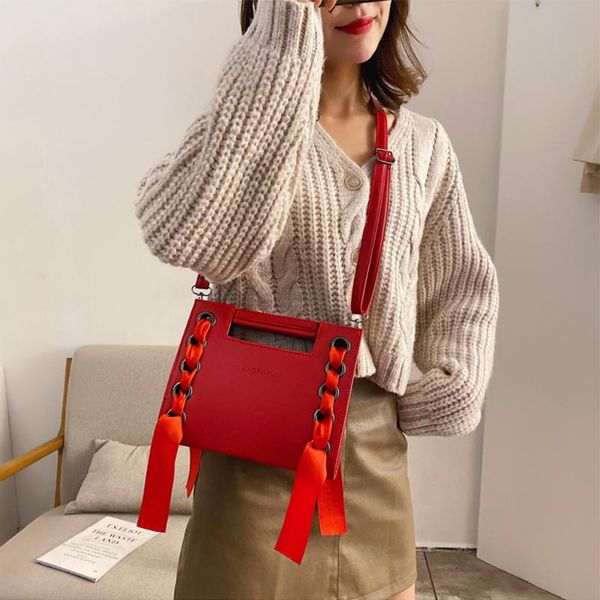 сумки способа ribbon шнурком женские сумки chic crossbody для женщин кожа высокого качества женщин кошельки женские shoulder bag
