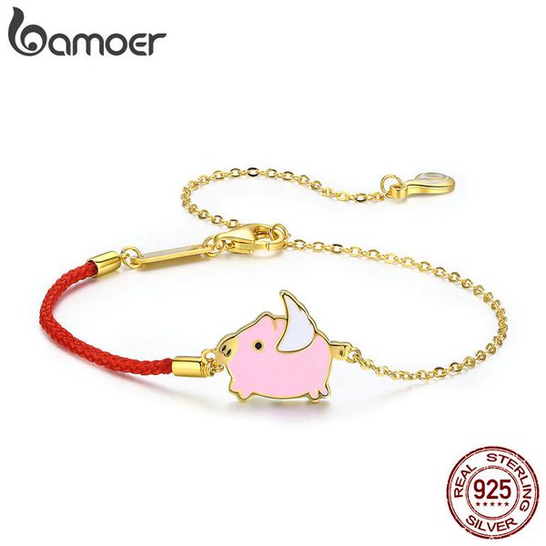 bamoer pig collection 925 sterling silver pink pig piggy red rope women chain bracelets silver jewelry bsb008, Golden;silver
bamoer pig collection 925 sterling silver pink pig piggy red rope women chain bracelets silver jewelry bsb008, Golden;silver