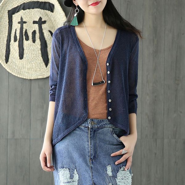 women sweater cardigan knit jacket outwear thin for spring summer big loose fashion casual az21411526, White
women sweater cardigan knit jacket outwear thin for spring summer big loose fashion casual az21411526, White