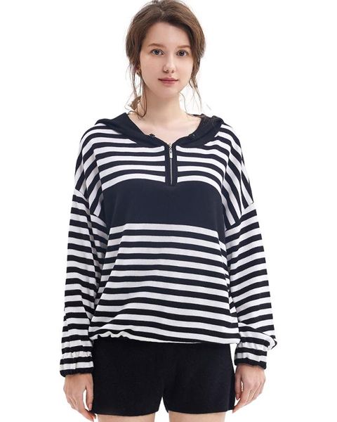 zhili womens zipper-closure collar knit pullover sweater with hooded_black_large, White;black
zhili womens zipper-closure collar knit pullover sweater with hooded_black_large, White;black