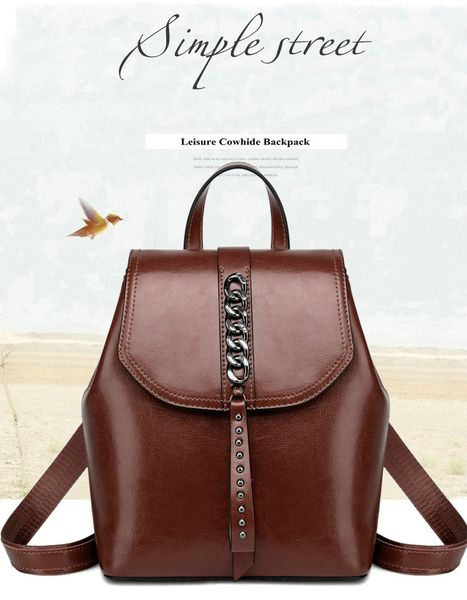 vintage chain backpack female genuine leather women's backpack large capacity school bag for girls leisure shoulder bags
vintage chain backpack female genuine leather women's backpack large capacity school bag for girls leisure shoulder bags