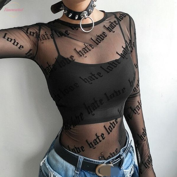 gothic punk women mesh lace t shirts see through perspective letter print long sleeve stretch, White
gothic punk women mesh lace t shirts see through perspective letter print long sleeve stretch, White