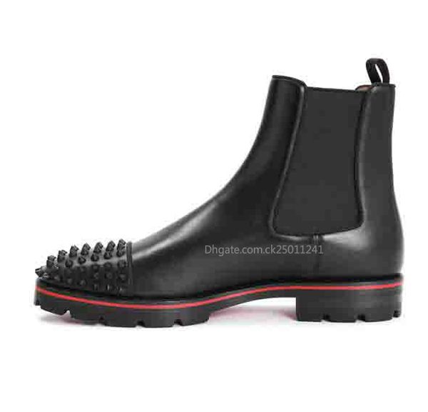 fashion luxury men boots red bottom design men ankle boots low heels genuine leather suede with rivets melon spikes flat short knight ck, Black
fashion luxury men boots red bottom design men ankle boots low heels genuine leather suede with rivets melon spikes flat short knight ck, Black
