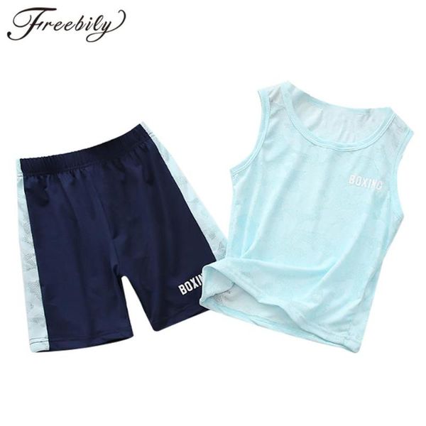 boys running outfit sleeveless tank + shorts kids tracksuit set child gym exercise fitness sports set quick dry activewear, Black;blue
boys running outfit sleeveless tank + shorts kids tracksuit set child gym exercise fitness sports set quick dry activewear, Black;blue