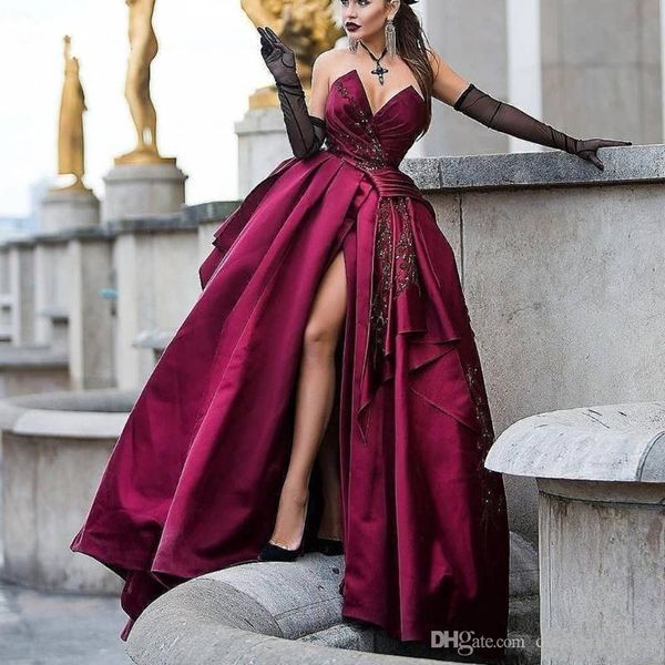 amazing burgundy prom dresses high side split delicate embroidery beaded lace a-line prom gowns robe de soiree abendkleider, Black
amazing burgundy prom dresses high side split delicate embroidery beaded lace a-line prom gowns robe de soiree abendkleider, Black