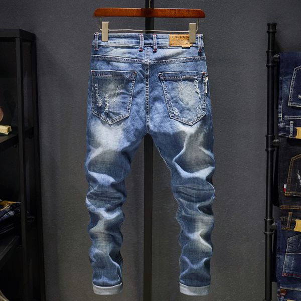 2018 new men's jeans ripped holes korean style elasticity casual trousers cool stretch man denim pants spring c19042201, Blue
2018 new men's jeans ripped holes korean style elasticity casual trousers cool stretch man denim pants spring c19042201, Blue