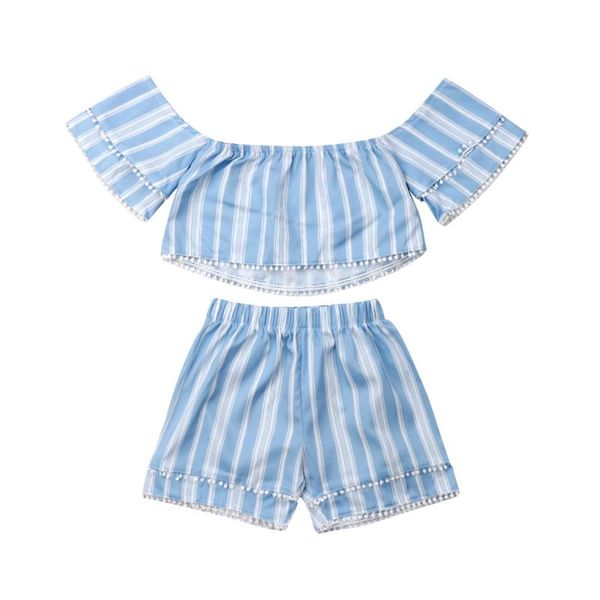 clothing sets toddler kid girl blue stripe off shoulder +shorts 2pcs outfits sunsuit clothes 2 piece set, White
clothing sets toddler kid girl blue stripe off shoulder +shorts 2pcs outfits sunsuit clothes 2 piece set, White