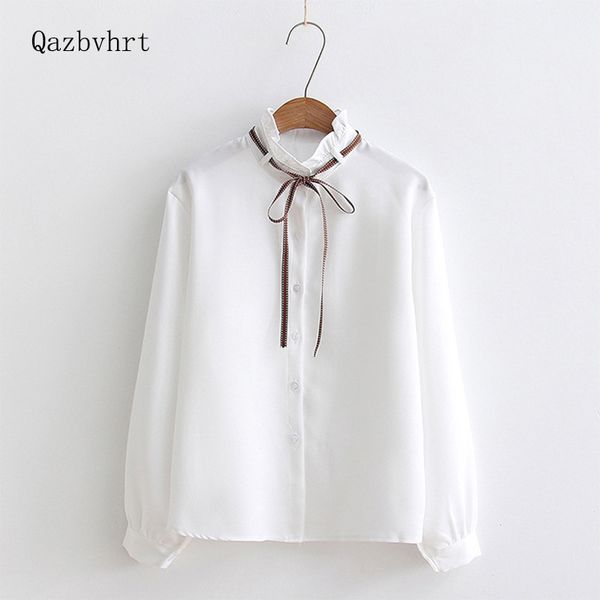 2020 women's new chiffon shirt stand collar tie bow shirt fashion sweet long sleeve street trend style top, White
2020 women's new chiffon shirt stand collar tie bow shirt fashion sweet long sleeve street trend style top, White