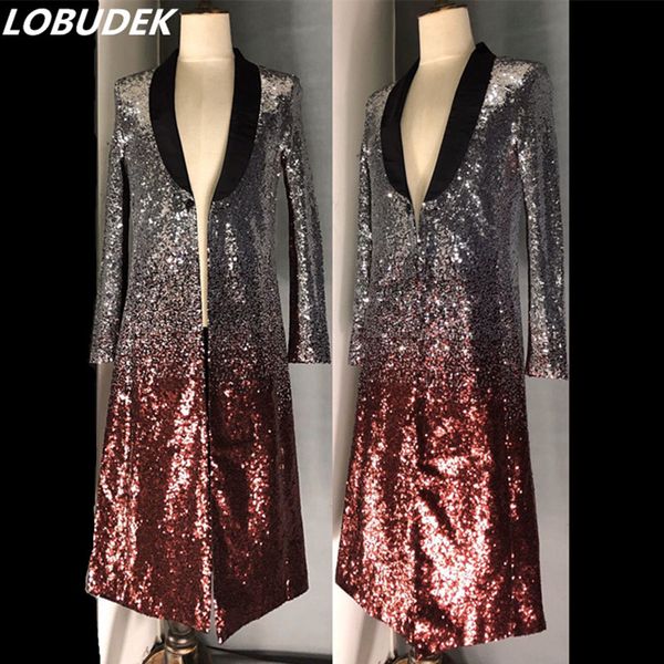 red silver sequins long coat trench sequin embroidery overcoat male singer concert stage performance long outerwear customized, Tan;black
red silver sequins long coat trench sequin embroidery overcoat male singer concert stage performance long outerwear customized, Tan;black