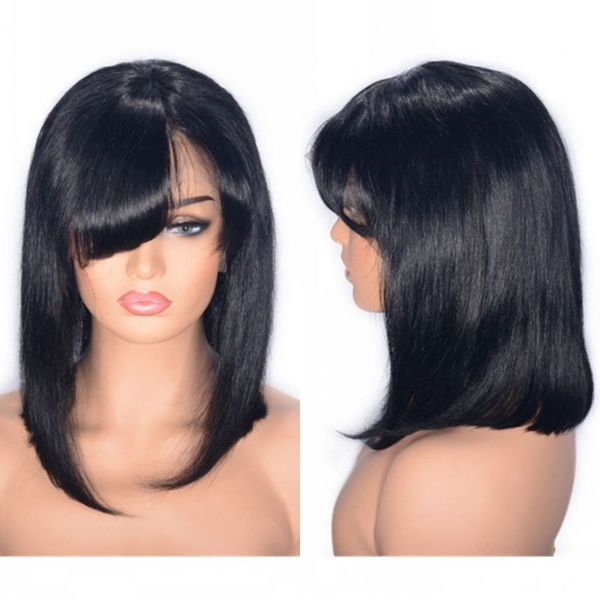 peruvian hair lace front wigs with bangs straight lace front bob wig natural color human hair wig 10 inches, Black;brown
peruvian hair lace front wigs with bangs straight lace front bob wig natural color human hair wig 10 inches, Black;brown