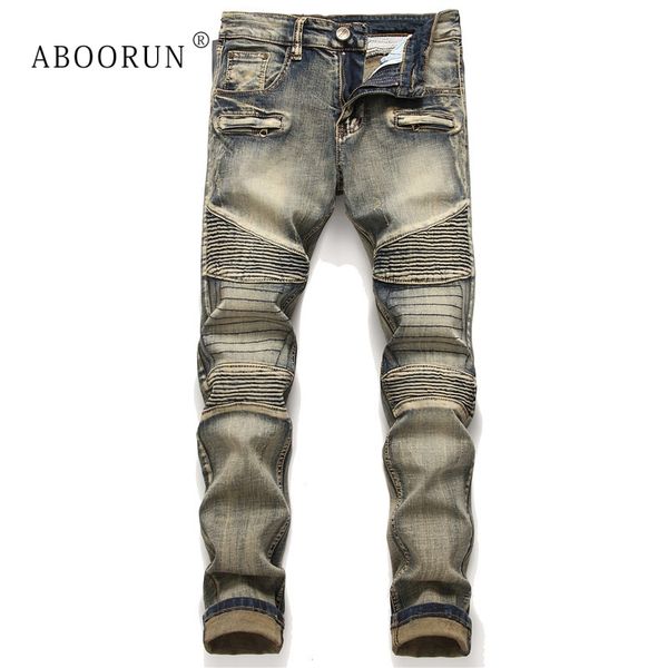 aboorun men's skinny ripped biker jeans retro patchwork hole motorcycle jeans brand long trousers for male, Blue
aboorun men's skinny ripped biker jeans retro patchwork hole motorcycle jeans brand long trousers for male, Blue