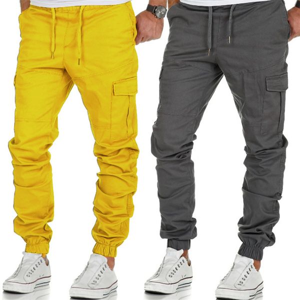 men cargo pants joggers trousers solid color multi-pocket stretch flexible mens casual sportswear 2020 male hip hop pencil pants, Black
men cargo pants joggers trousers solid color multi-pocket stretch flexible mens casual sportswear 2020 male hip hop pencil pants, Black