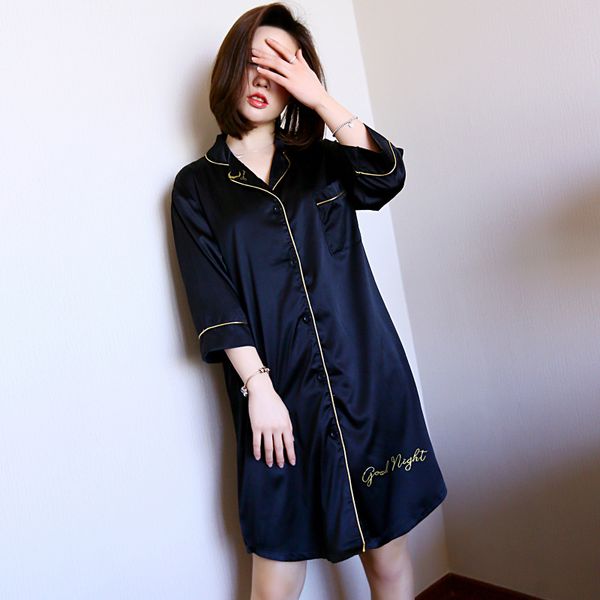 elegant lingerie silk dress v neck summer women nightgown night dress knee-length loose summer sleep wear, Black;red
elegant lingerie silk dress v neck summer women nightgown night dress knee-length loose summer sleep wear, Black;red
