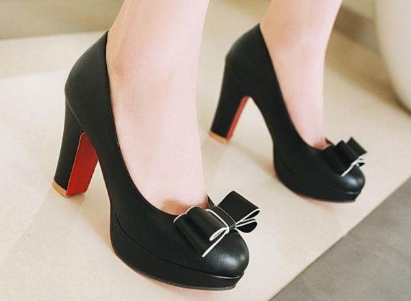 2019 women's shoes in spring and autumn with new style high heel coarse heel round head bowknot waterproof table@300, Black
2019 women's shoes in spring and autumn with new style high heel coarse heel round head bowknot waterproof table@300, Black