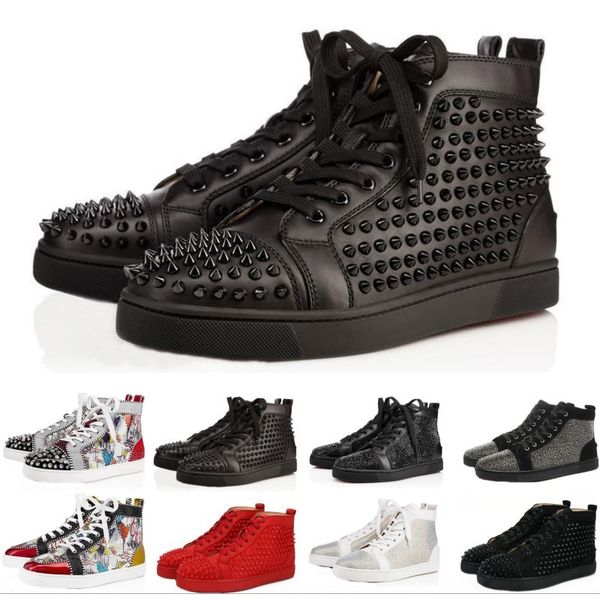 Gold white Hi Top Studded Spikes Casual Flats Red Bottom Luxury Shoes For Men and Women Party Designer Sneakers Lovers Genuine Leather
Gold white Hi Top Studded Spikes Casual Flats Red Bottom Luxury Shoes For Men and Women Party Designer Sneakers Lovers Genuine Leather