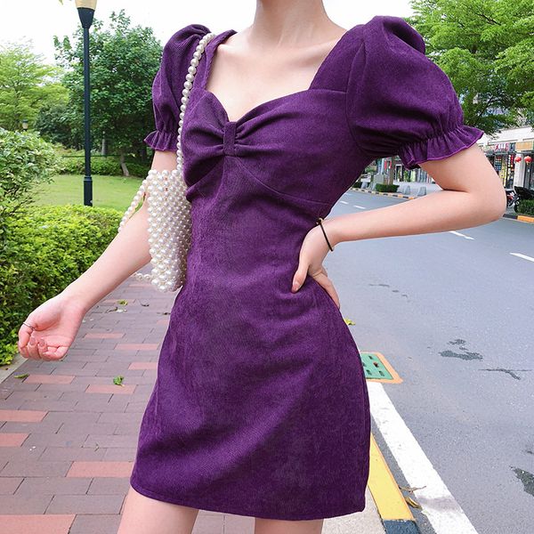 corduroy short sleeve dress purple vintage puff sleeved ruffles bow ruched elegant dress ladies high street fashion clothes 2020, Black;gray
corduroy short sleeve dress purple vintage puff sleeved ruffles bow ruched elegant dress ladies high street fashion clothes 2020, Black;gray
