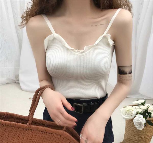 yoga outfits 2021 knitted small sling vest for women breathable beach ruffle sleeveless top, White;red
yoga outfits 2021 knitted small sling vest for women breathable beach ruffle sleeveless top, White;red