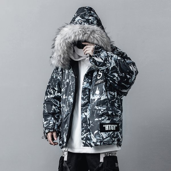 printed big fur collar cotton coat winter parka harajuku warm thick hooded cotton coat men japanese streetwear hip hop parkas, Black
printed big fur collar cotton coat winter parka harajuku warm thick hooded cotton coat men japanese streetwear hip hop parkas, Black