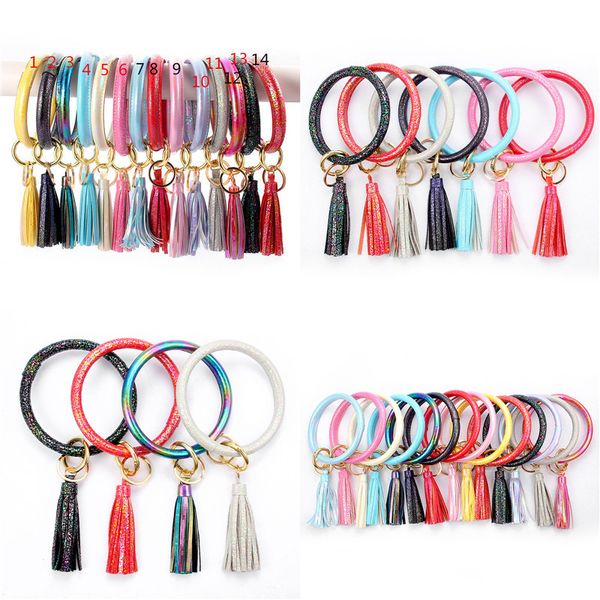women girls tassel bracelet laser sequin pu leather warp keychain bangle wristlet bracelets wristband circle key ring pendant d21703, Red;brown
women girls tassel bracelet laser sequin pu leather warp keychain bangle wristlet bracelets wristband circle key ring pendant d21703, Red;brown