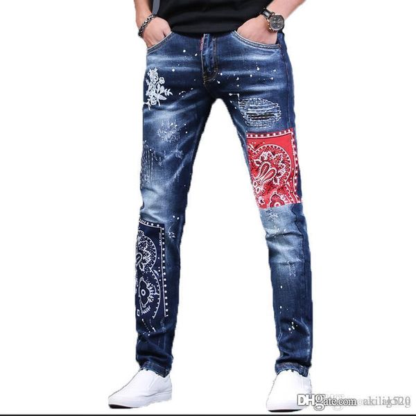 high-end autumn embroidery new jeans men's stretch jeans personality worn out clothes work clothes men men jeans pan ts szie 2838, Blue
high-end autumn embroidery new jeans men's stretch jeans personality worn out clothes work clothes men men jeans pan ts szie 2838, Blue