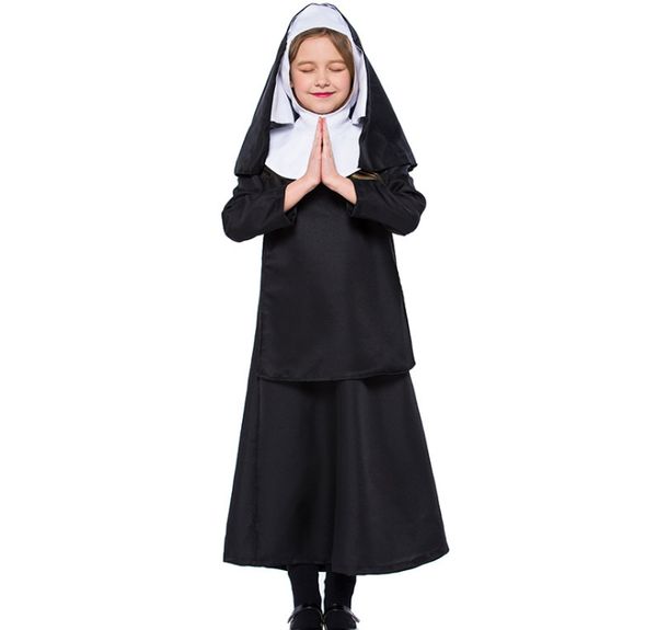 girls halloween nun dresses black hooded shawl gown dress set long sleeve cosplay school costume uniform for baby child zl39, White
girls halloween nun dresses black hooded shawl gown dress set long sleeve cosplay school costume uniform for baby child zl39, White
