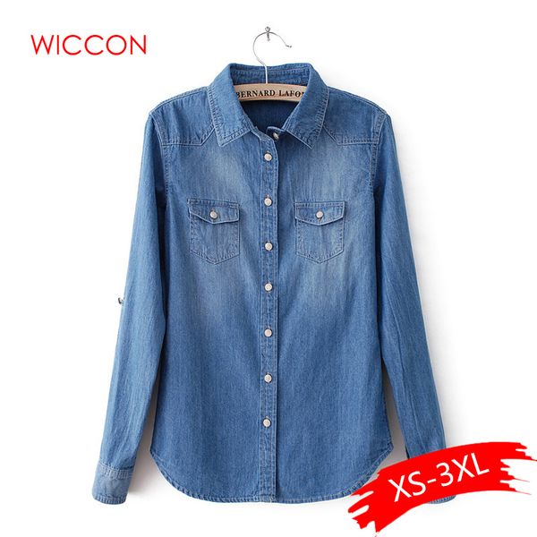 wiccon plus size denim 2018 new women clothes blouse long sleeves denim shirt nostalgic vintage jeans shirt camisa femininas, White
wiccon plus size denim 2018 new women clothes blouse long sleeves denim shirt nostalgic vintage jeans shirt camisa femininas, White
