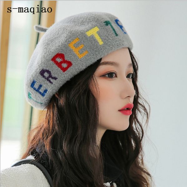 2019 new winter women's french style letter wool knitted beret hats women fashion warm painter berets hat female beanies cap, Blue;gray
2019 new winter women's french style letter wool knitted beret hats women fashion warm painter berets hat female beanies cap, Blue;gray