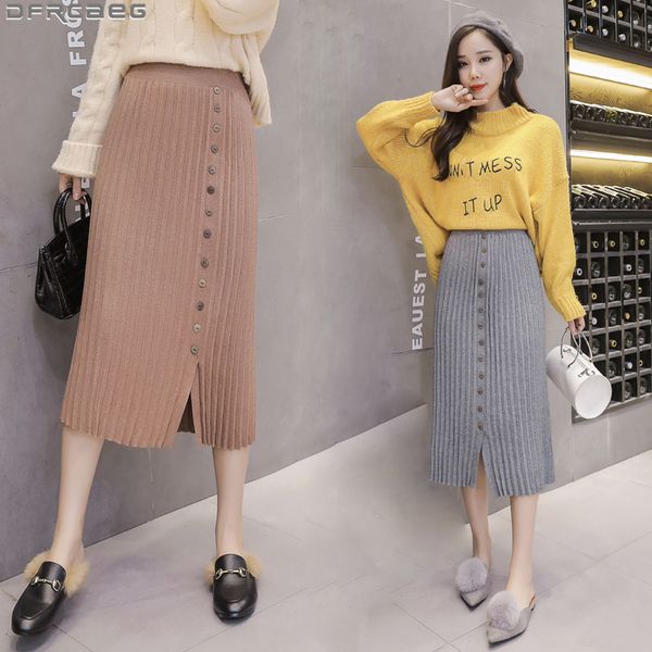 new arrivals elegant knitted skirts women casual winter falda midi single button saias female stretch high waist pencil skirt, Black 
new arrivals elegant knitted skirts women casual winter falda midi single button saias female stretch high waist pencil skirt, Black