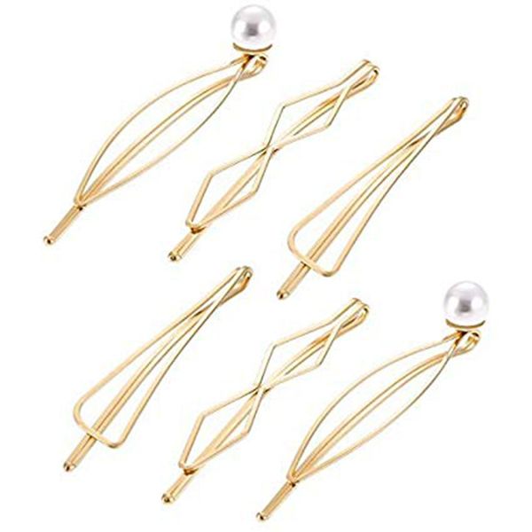 6 pieces geometric metal hairpin hair clip clamps accessories barrettes bobby pin headwear headdress styling jewelry, pearl marq, Golden;white
6 pieces geometric metal hairpin hair clip clamps accessories barrettes bobby pin headwear headdress styling jewelry, pearl marq, Golden;white