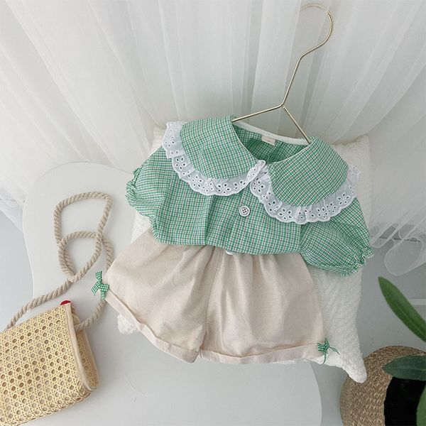 2020 summer new arrival girls fashion plaid t shirt+short suit kids korean design 2 pieces sets, White
2020 summer new arrival girls fashion plaid t shirt+short suit kids korean design 2 pieces sets, White